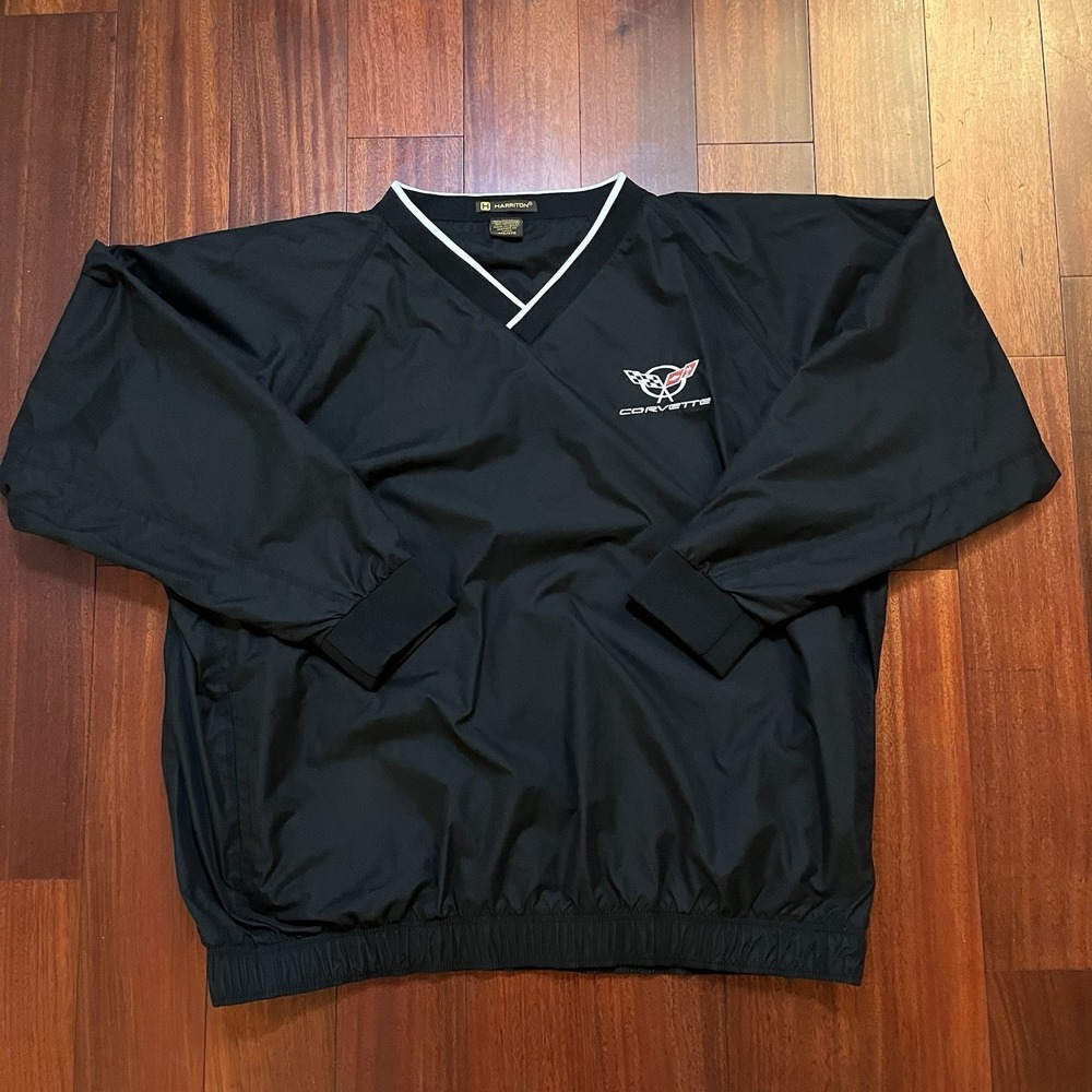 Harriton CORVETTE Pullover Mens 3XL Black Windbreaker Lined Polyester Car Logo